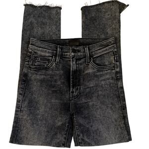 Mother Jeans Black The Insider Crop Step Fray Train Stops High Waisted Jeans- 25